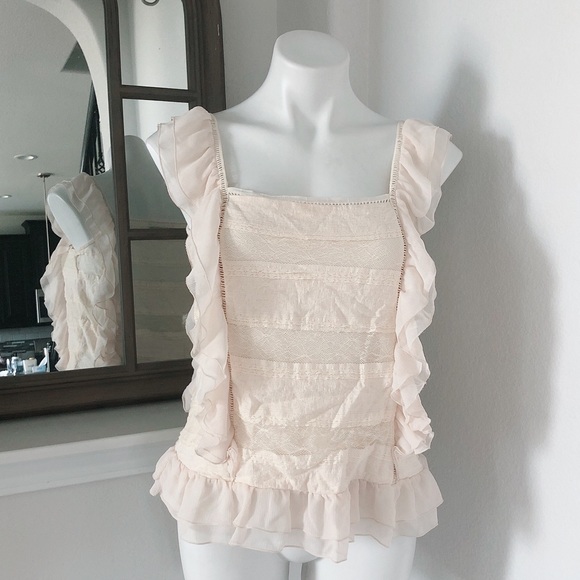 Romeo+Juliet Couture Ruffle Blouse in Cream Blush, Size M EXCELLENT! - Picture 1 of 8